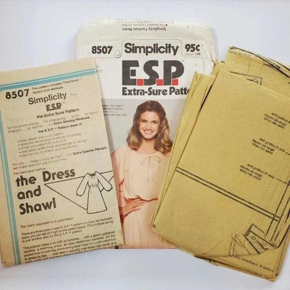 Vintage 70's Simplicity Dress and Shawl Sewing Pattern